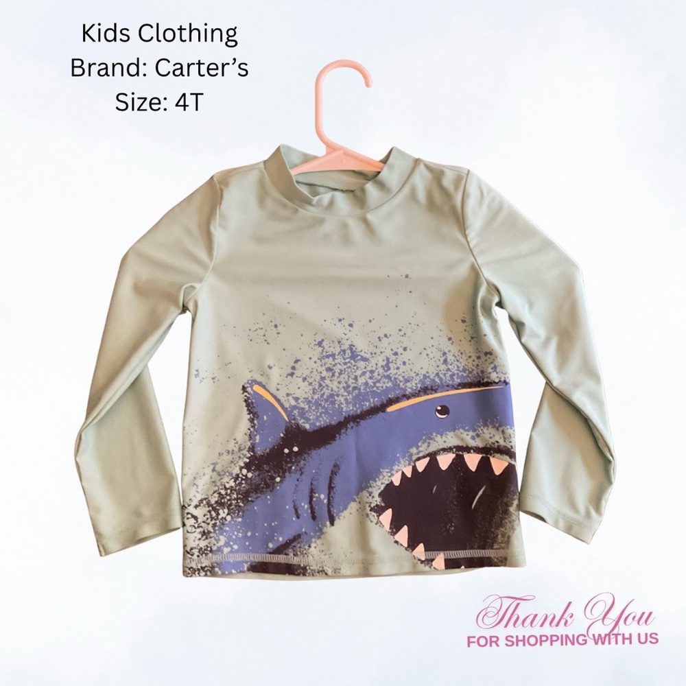 Carter's Aqua and Navy Shark Rashguard